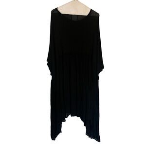 Vintage Liabella Italy Lagenlook Kaftan Dress Black Mesh Bodice OS Y2K Pleated